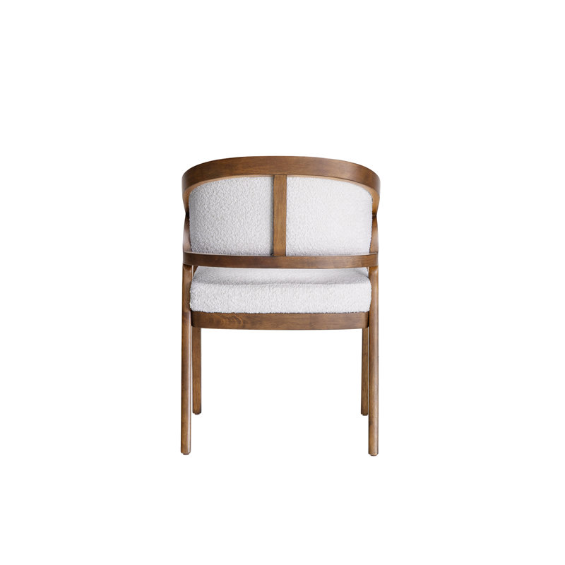 Chaise de salle à manger avec accoudoirs à dossier rembourré H 19,3 po Aliha, Beige/Fabric Back Chenille, Walnut