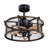 Ender 21 in. Oil Rubbed Bronze and Burnished Teak Indoor Rod Mount Industrial Fandelier Ceiling Fan with Anigre Blades, Dimmable LED Light Kit and Remote Control Included, 3 Speeds Caged Drum Shade-1795271817