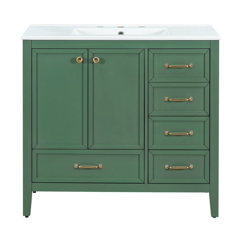 Bathroom Vanity With Sink, Bathroom Cabinet, Green