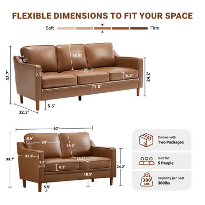 Azriah Faux Leather Living Room
