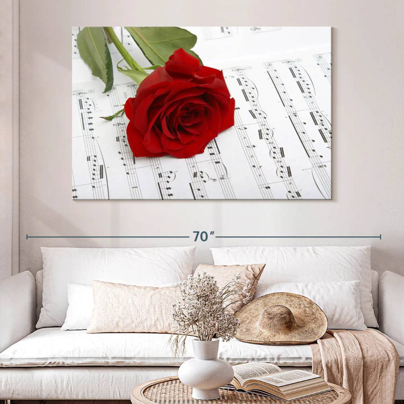 Harnek Rose sur une feuille de musique, H 34 po x l 51 po