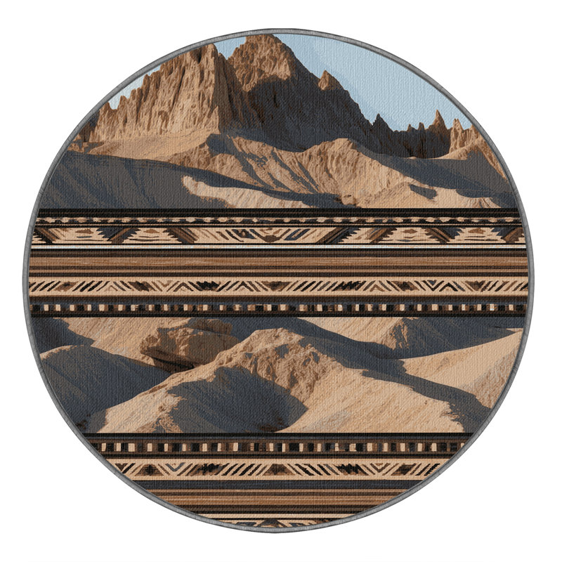 Washable Badlands Southwestern Area Rug, Round 8'