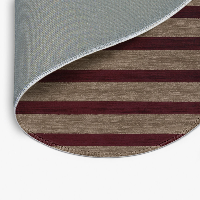 Tapis intérieur / extérieur rouge HorizontalStripes, Rond 5 pi