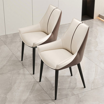 Chaise d'appoint moderne avec dossier en noyer beige moderne (ensemble de 2)
