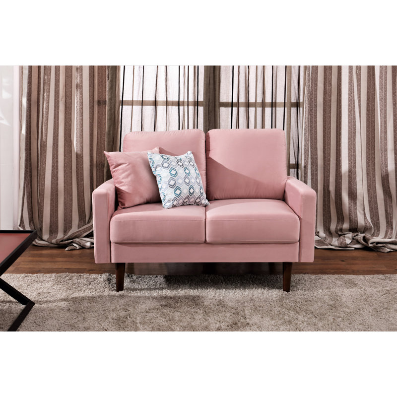 Camilo Upholstered 50.4'' Loveseat, Tea Rose Velvet