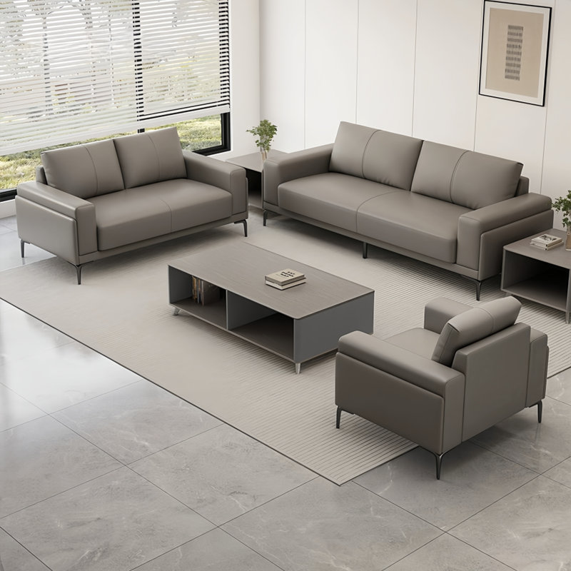 Modern French sofa and tea table set, Leather Match