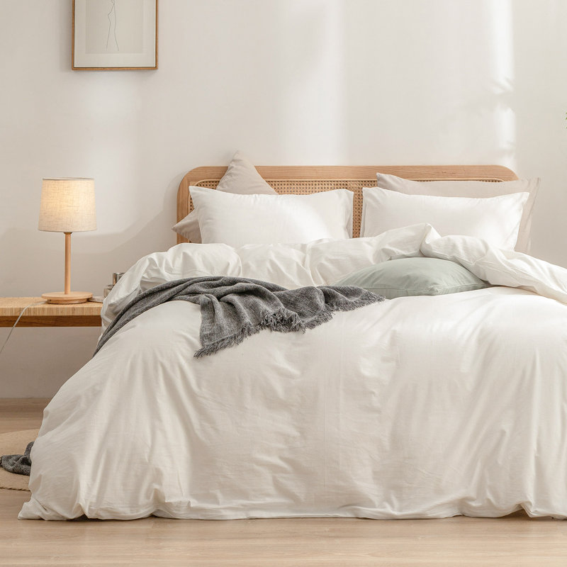 Ensemble de housse de couette 100% coton délavé Bestouch Bestouch, Housse de couette grand et 2 taies d'oreiller stan