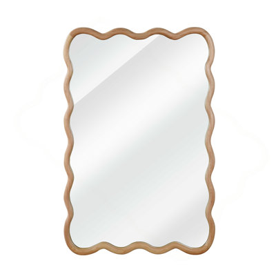 Wavy Rectangle Solid Wood Frame Decorative Mirror,For Bedroom, Bathroom, Living Room, Entryway