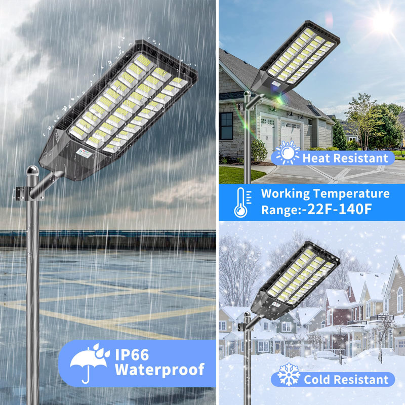 Home Outdoor Led Street Light  (set Of 2)  With Solar Panels Dusk To Dawn With Motion Sensor Remote Control 4800w 480000 Lumens Waterproof For Parking Lots Backyard