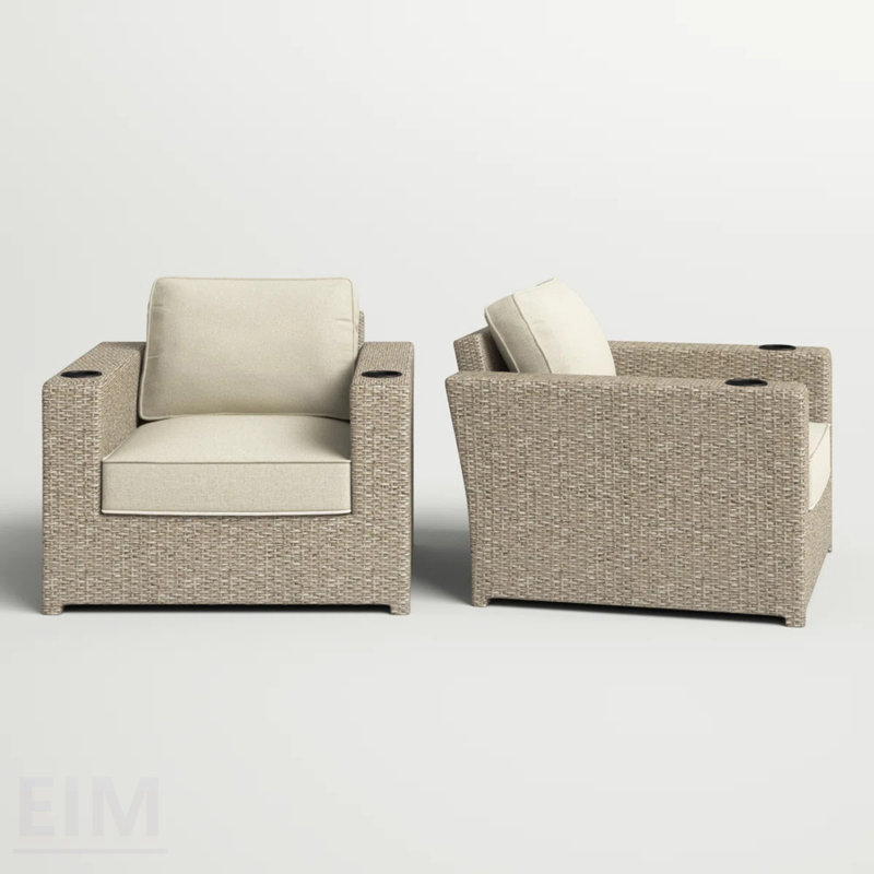 Chaises longues d'extérieur entièrement assemblée avec coussins, ensemble de 2, durables et résistantes aux intempéries pour une utilisation toute l'année
