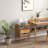 Nightstand Bamboo End Table with 2 Open Shelves and Drawer