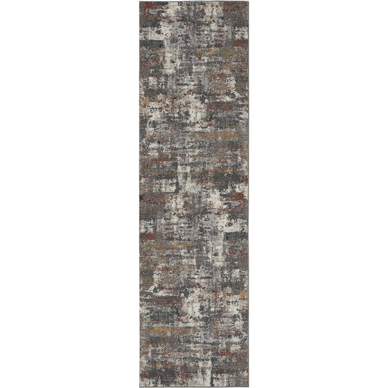 Tapis gris / multicolore Keishasha, facile à nettoyer, sans perte de poils, chambre à coucher, salon, salle à manger, cuisine