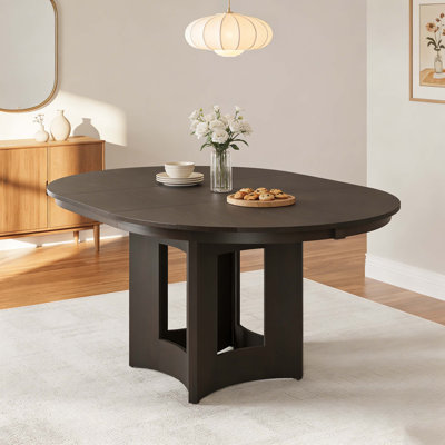 Table de salle à manger extensible Farmhouse avec rallonge amovible de 16 po, panneau de fibres à densité moyenne espresso et table en bois d'hévéa pour 4 à 6 personnes