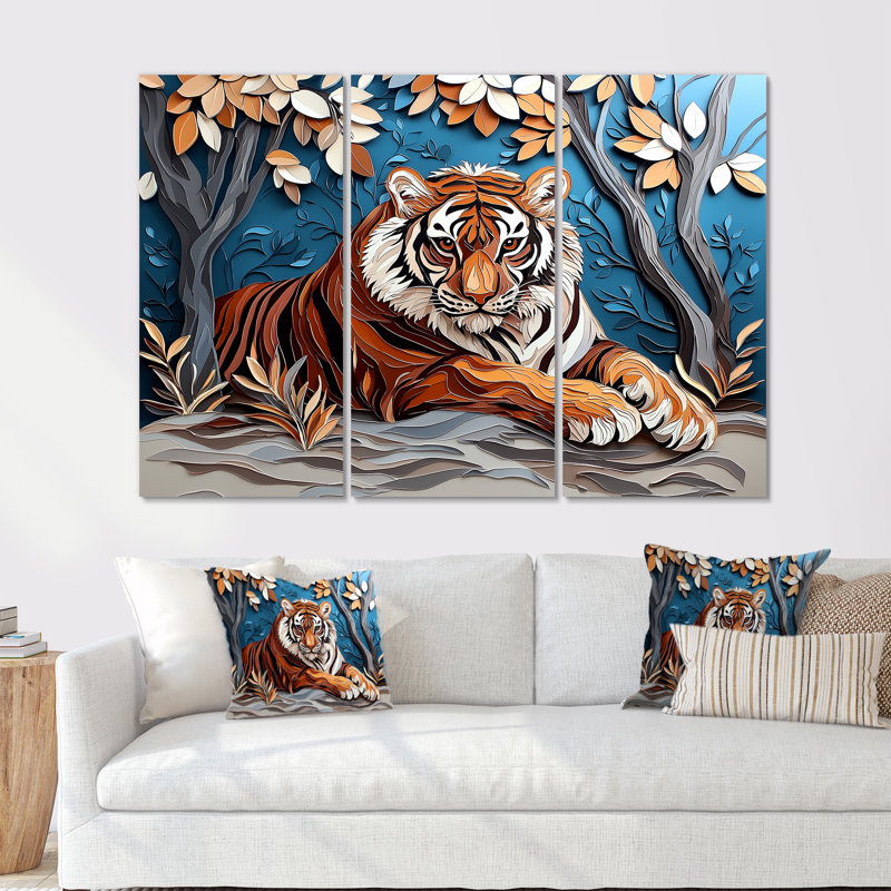 Ensemble de salon Adasynn - Tiger, H 32 po x l 48 po, Toile tendue, Ne s’applique pas