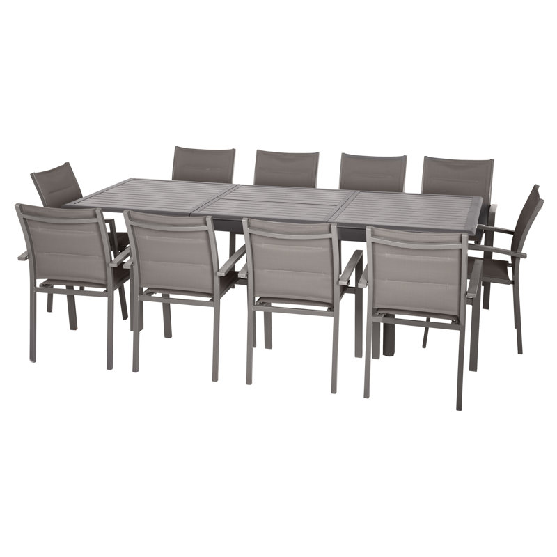 Telemanus Rectangular Metal Extendable Outdoor Dining Table , 160cm cm W 100cm cm D, Dark Brown