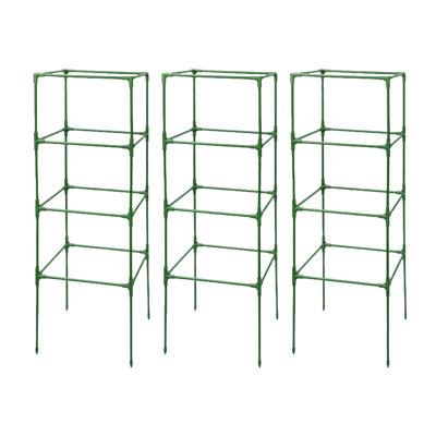 3 pièces de cages à tomates carrées à hauteur ajustable résistantes aux intempéries et à treillis pour plantes