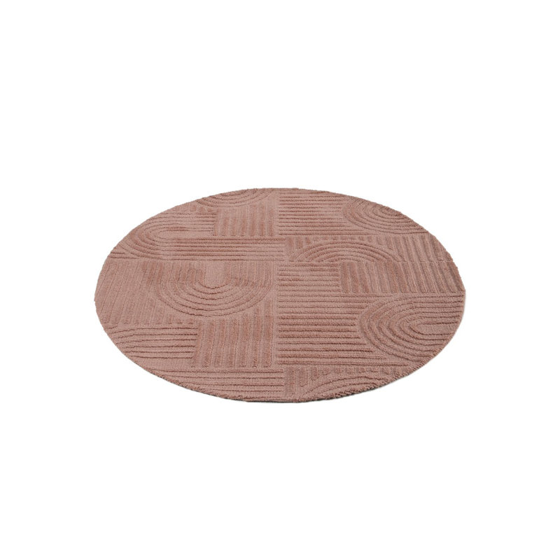 Handcrafted Microfibre Rug in Peach, Round 150cm