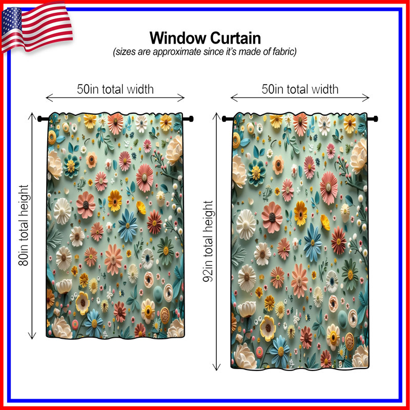 Rideaux à motif floral, voilages et voilages à motif floral - 1 panneau, 50 po x 80 po - 1 panneau, Transparent