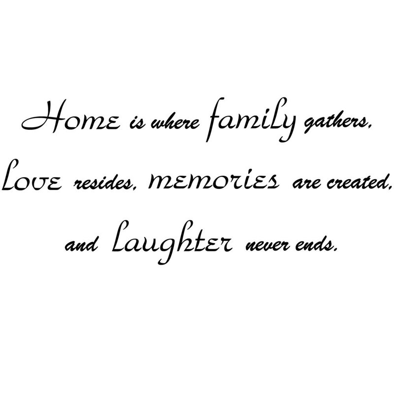 Décalcomanie murale "home is where family gathers"  , 9,5 po x 22 po