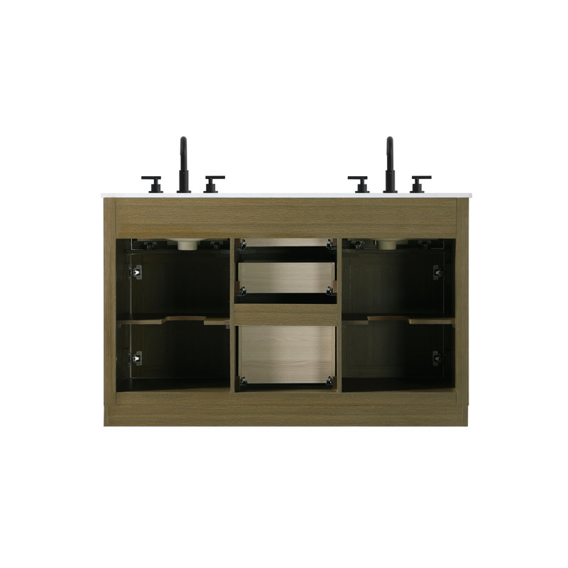 Ahner 54 inch Double Bathroom Vanity, Chestnut Brown