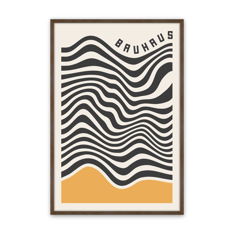 Bauhaus Wavy Lines And Yellow By Cocoon Design Canvas Art Print, Brown, 32" H x 24" W