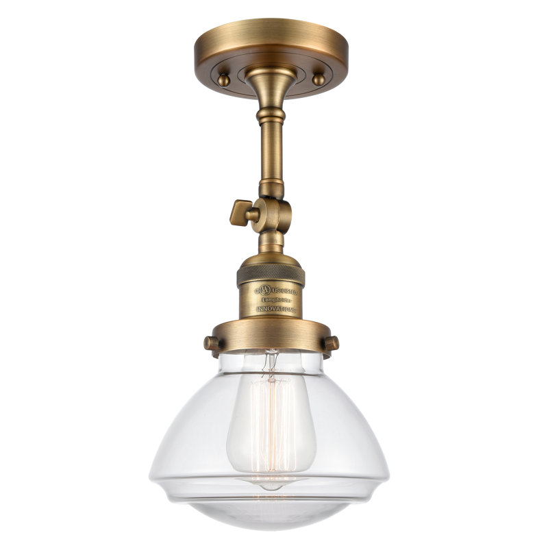 Chesterville Glass Semi Flush Mount, Clear, No Bulb Included, Brushed Brass