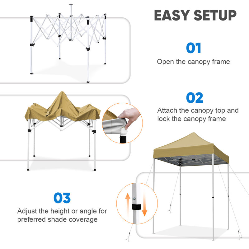 Yellow 5x5 Portable Adjustable Height Canopy Tent with White Frame