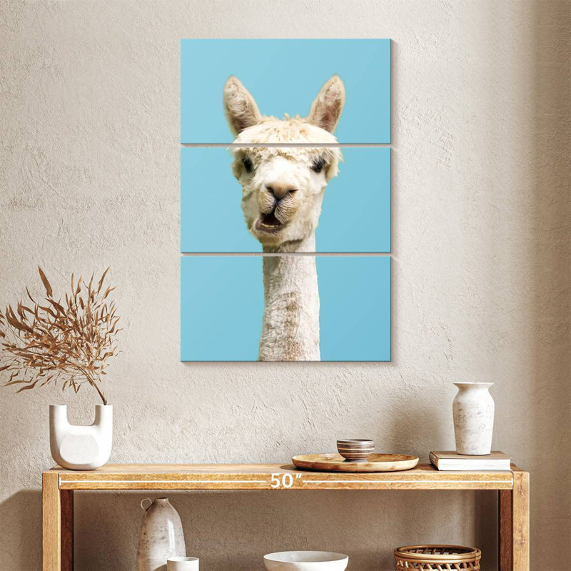 Brampt White Funny Alpaca, 57" H x 36" W