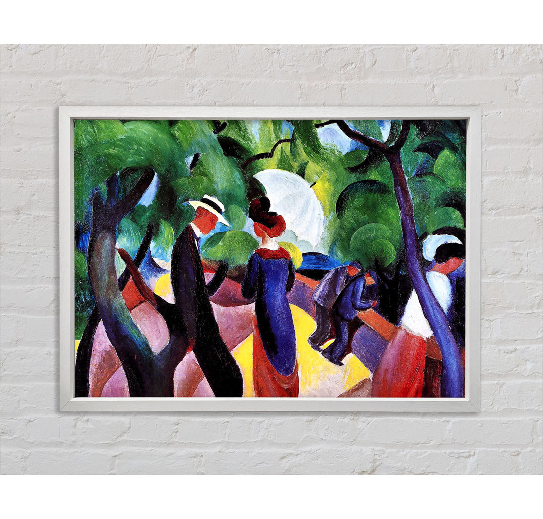 August Macke Promenade - Einzelner Bilderrahmen Kunstdrucke auf Leinwand