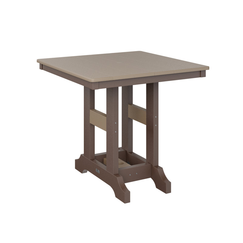 Garden Classic Outdoor Square Bar Table, 39.5" H x 33" W x 33" D, Chocolate Brown, Weatherwood