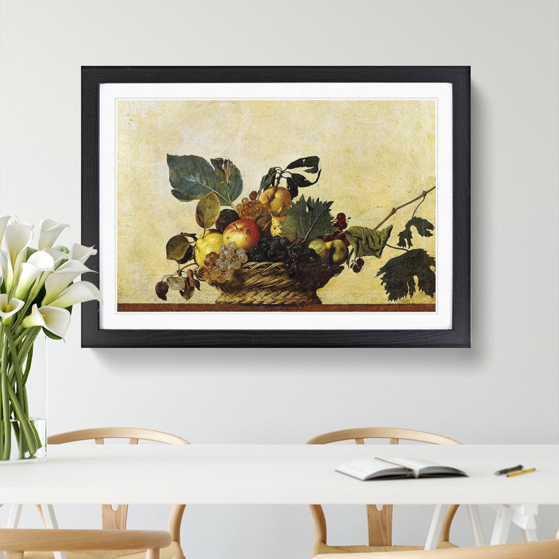 Fruit Basket by Caravaggio - Framed Print, 27cm H x 36cm W x 2cm D, Black Framed