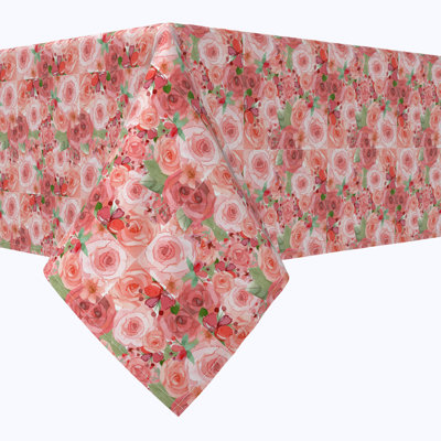 Rectangular Tablecloth, 100% Cotton, Floral 219