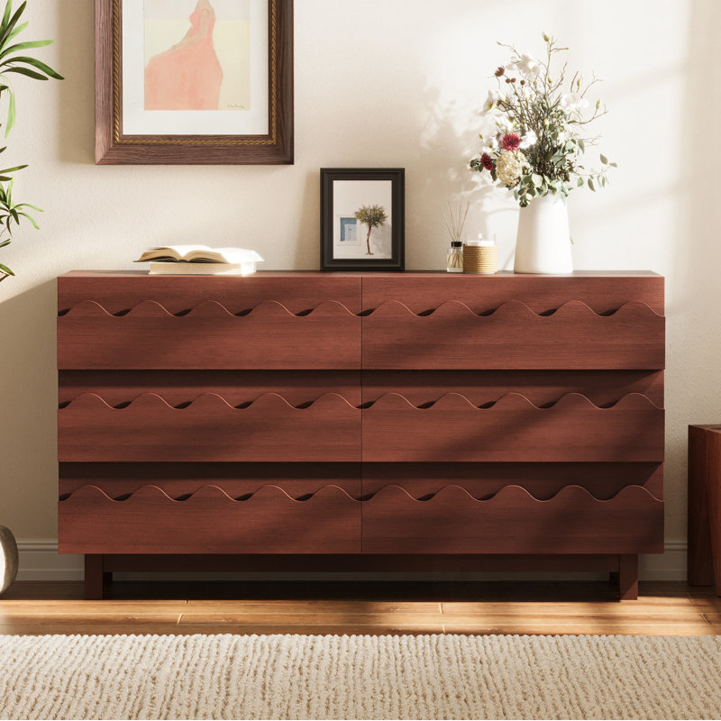 Commodes décoratives à 6 tiroirs, Noyer