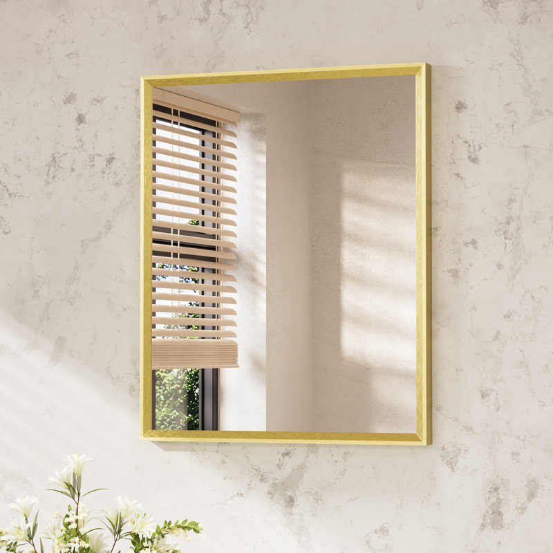 Miroir de salle de bain rectangulaire, 16 po x 20 po, Or brossé
