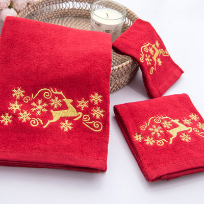Ensemble de serviettes de Noël 3 pièces Becca Home Decor Xmas Luxury Luxury