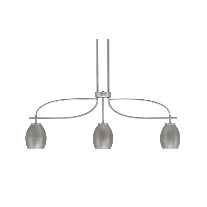 Luminaire pour îlot de cuisine 3 lumières Cavella au fini graphite avec abat-jour ovales en métal graphite de 5 po