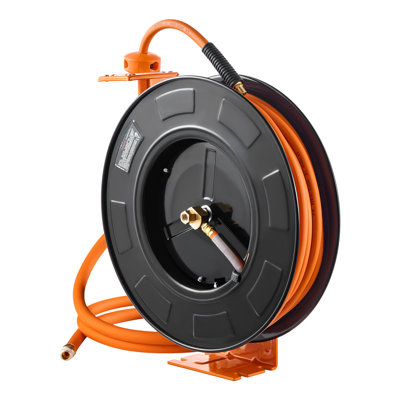 Enrouleur de tuyau à air rétractable avec tuyau en caoutchouc de qualité supérieure de 100 pi - Enrouleur de compresseur mural robuste de 3/8 po, système de rembobinage automatique, Max 300 PSI