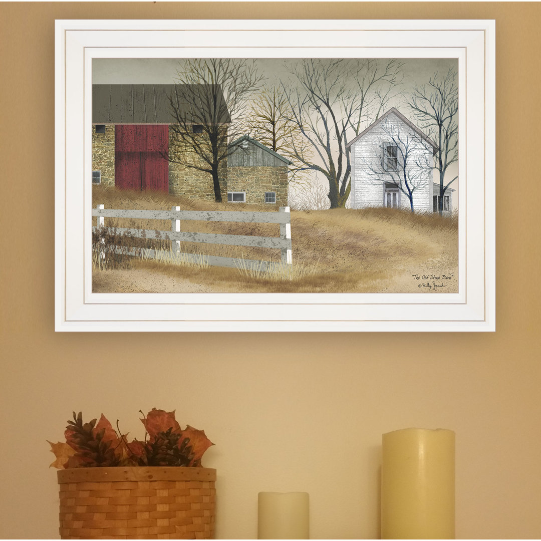Old Stone Barn Framed Wall Art for Living Room, Home Wall Decor by Billy Jacobs August Grove® 