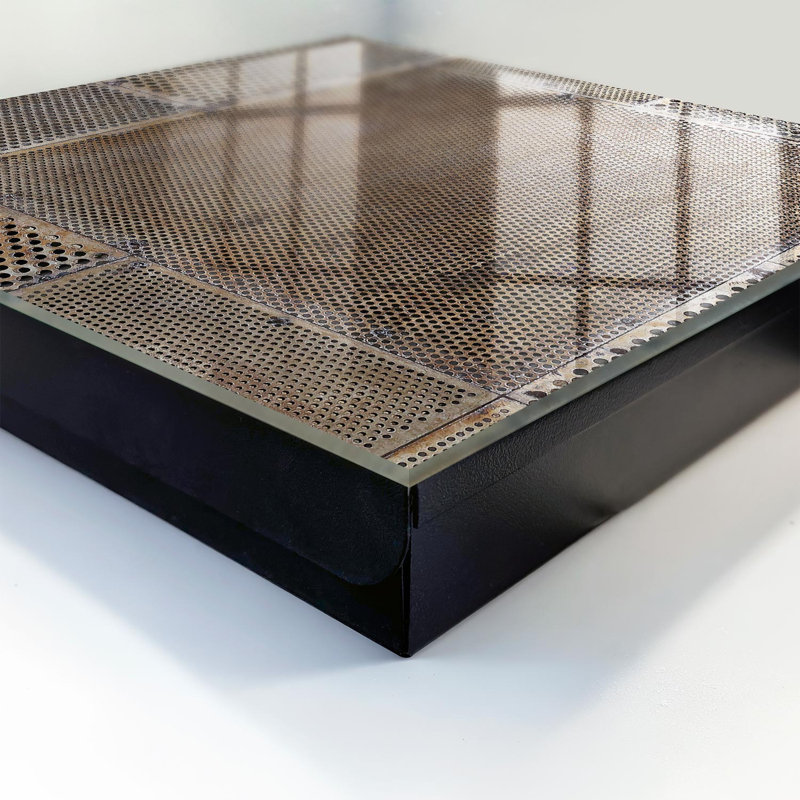 Key storage cabinet, Opens to the right, 30x30x5, Black, Geometric structure full of details, 