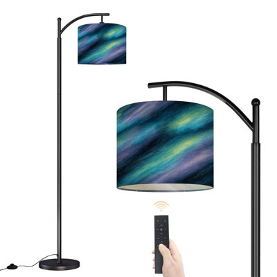 Arc Floor Lamp with Adjustable Lampshade Abstract Cosmic Aurora Starr space Standing Lamp 3 Color Temperatures Dimmable Tall Pole Lamp with Foot Switch for Bedroom