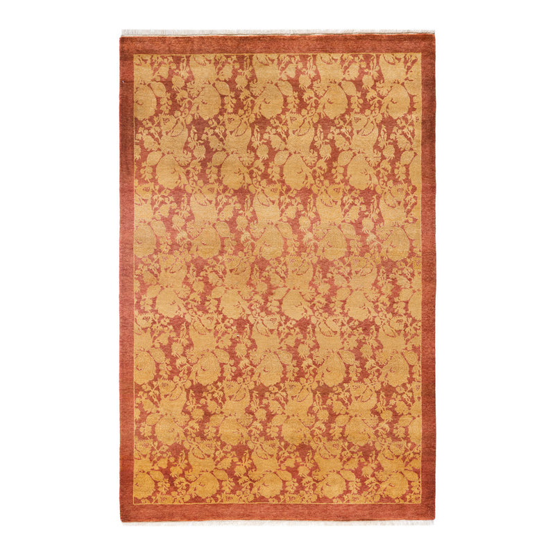 Tapis orange / jaune noué à la main Trenicia Mogul 4 pi 1 po x 6 pi 1 po