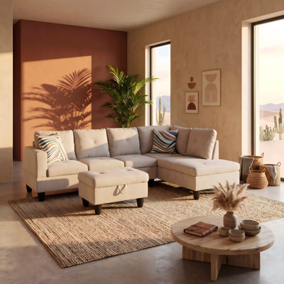 Canapé modulaire rembourré réversible avec repose-pieds