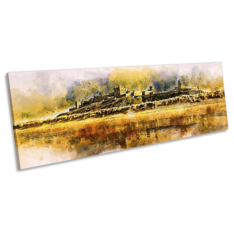 Bamburgh Castle Modern Panoramic - Wrapped Canvas Painting, 30.48cm H x 91.44cm W x 2cm D