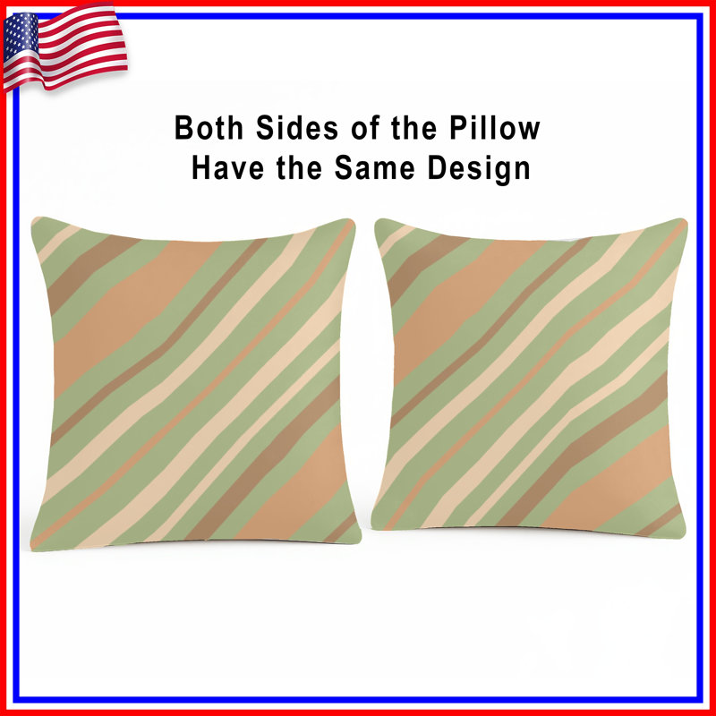 Coussins décoratifs Beige Brown Diagonal Stripes, 14 X 14 pouces
