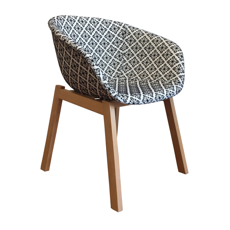 Chaise avec accoudoirs rembourrée Gilly, Beige / Noir
