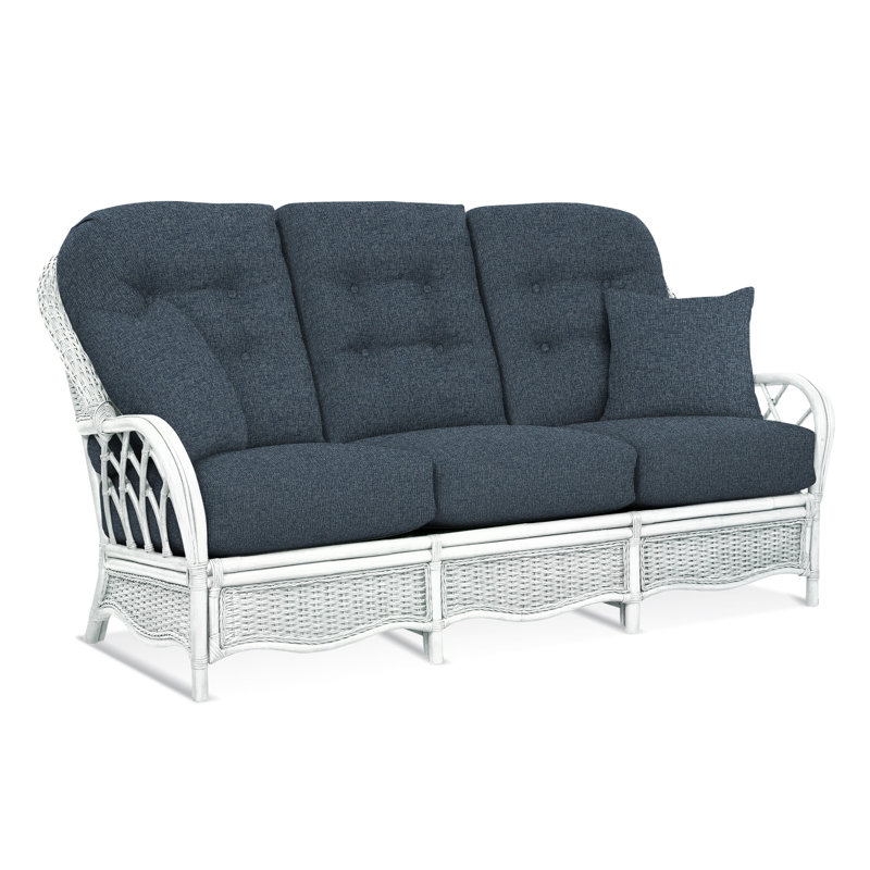 Canapé à accoudoirs évasés 80 po Everglade, Bleu de base 0317-63, Blanc givré