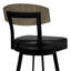 Tabouret de bar de 30 po de hauteur au fini noir mat avec similicuir noir et noyer gris