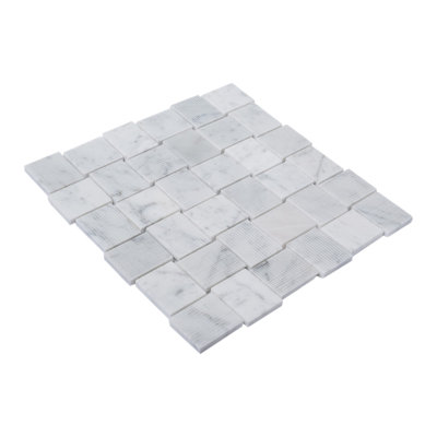 1.6 x 1.9 Marble Basketweave Mosaic Tile