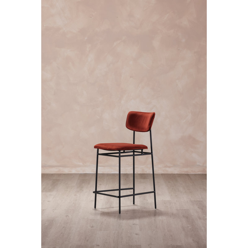 SAILOR BARSTOOL BROWN, Counter Stool (26” Seat Height), Red Velvet
