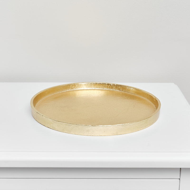 Almonor Metal Tray, 2cm H x 25.5cm W x 25.5cm D, Gold